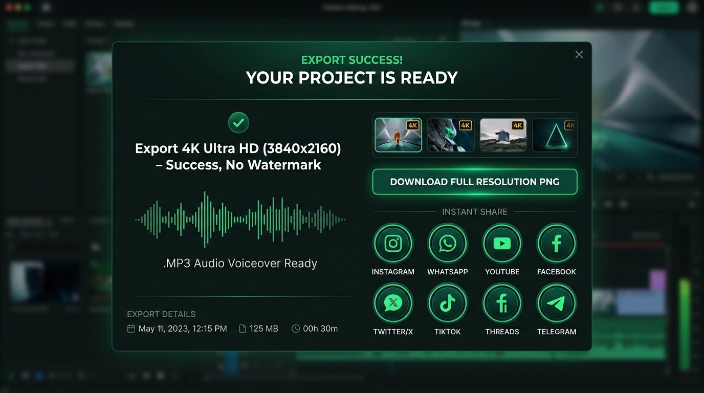 Adım 5: 4K Ultra HD İndir ve Paylaş